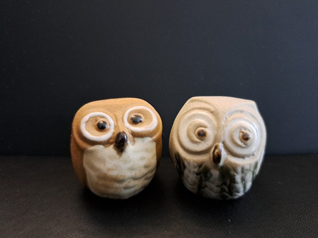 Set van 2 keramische uilenbeeldjes, Ophalen of Verzenden, Gebruikt, Dier