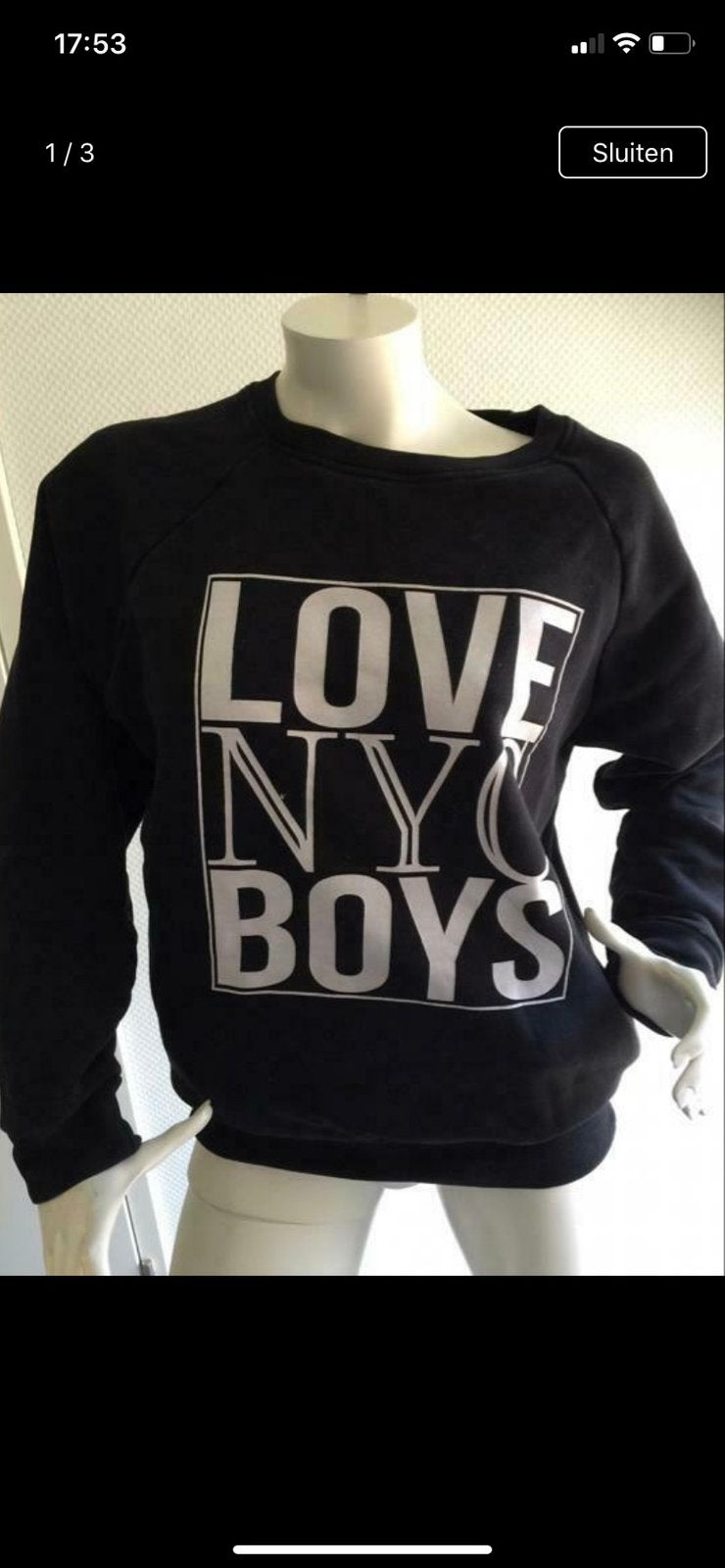 Nikkie sweater maat 34 met leuke opdruk, Ophalen of Verzenden, Zo goed als nieuw, Maat 34 (XS) of kleiner, Zwart