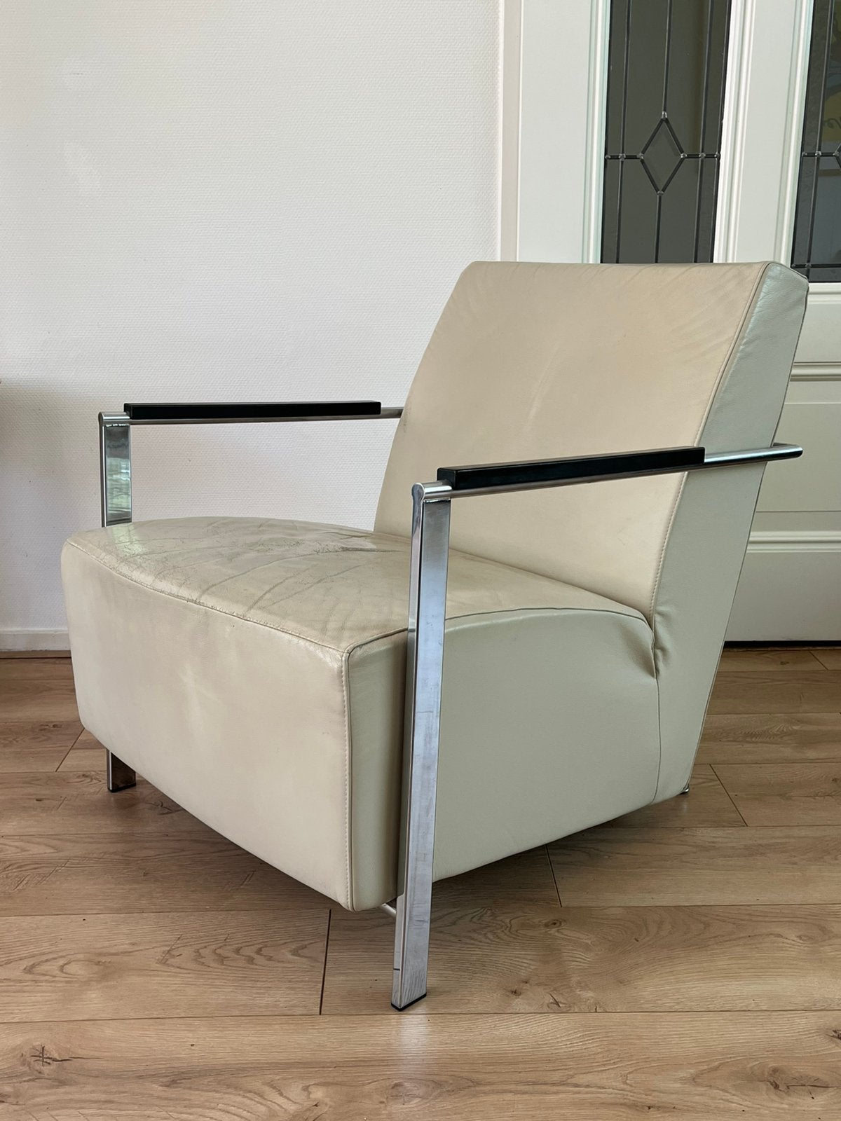Harvink Fauteuil model Alowa Leer om te HERSTOFFEREN, Huis en Inrichting, Fauteuils, Zo goed als nieuw, Leer, Metaal, 50 tot 75 cm