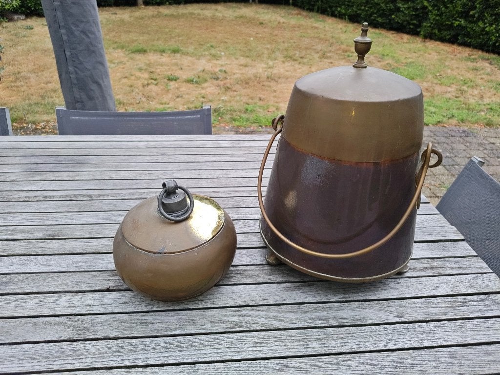 Prachtige Set Antiek Koper – Grote Doofpot & Kleinere Pot, Antiek en Kunst, Antiek | Koper en Brons, Ophalen of Verzenden, Koper