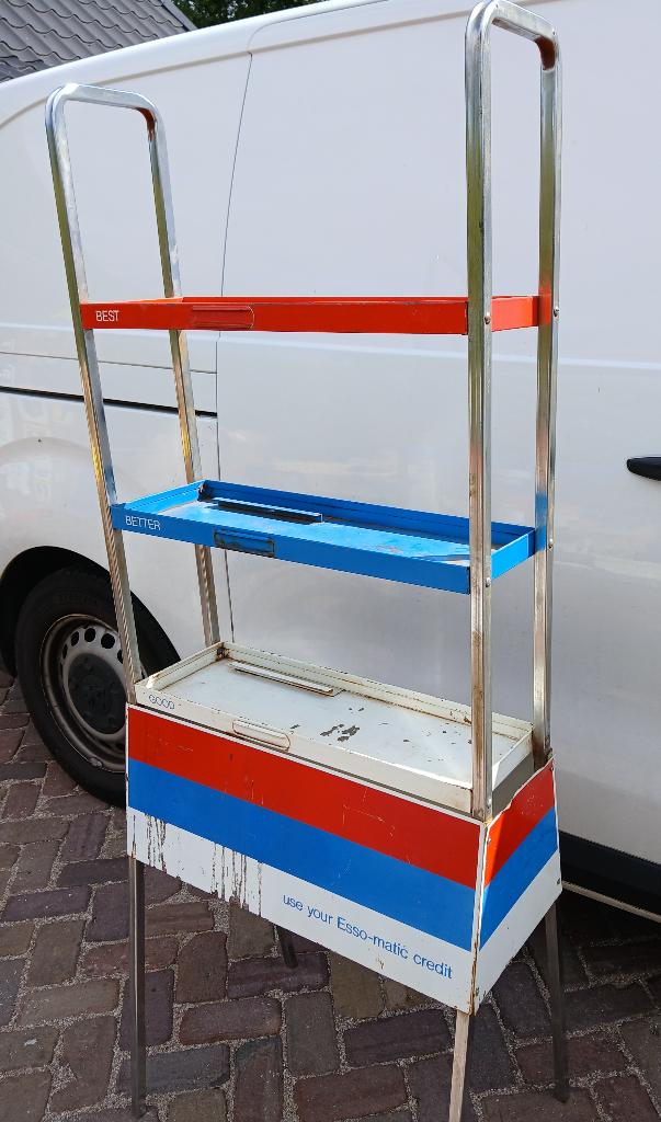 Esso olierek display rek, Ophalen, Gebruikt, Reclamebord