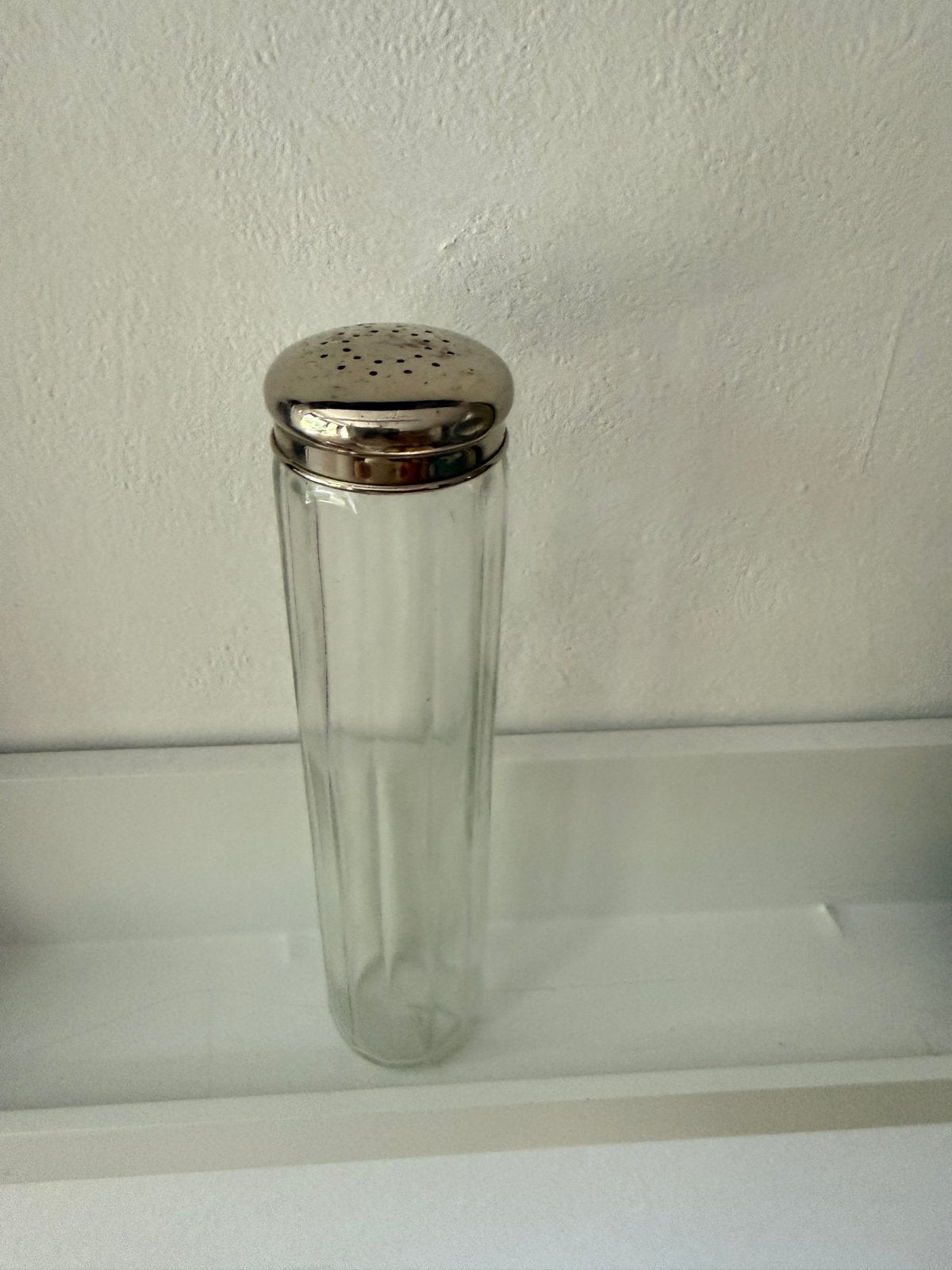 Vintage glazen strooier met metalen dop, Ophalen of Verzenden