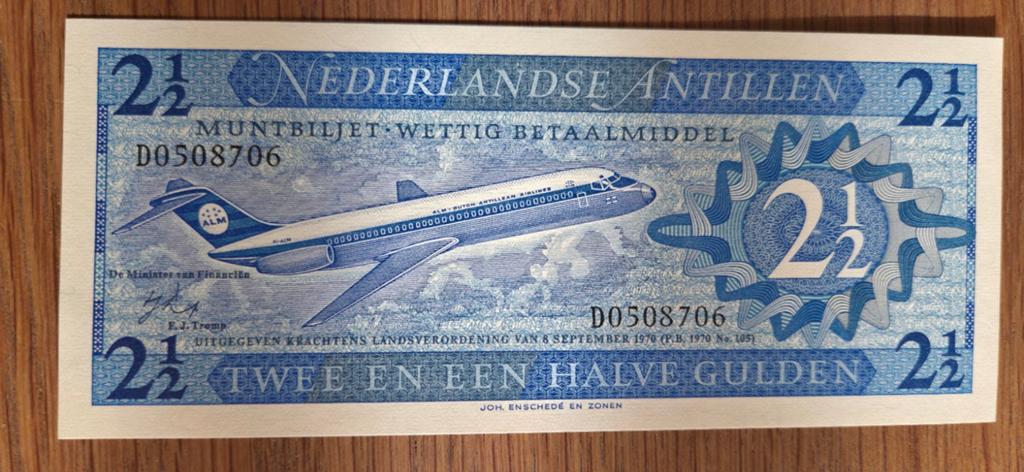 2,5 Antilliaanse Gulden biljet - Nooit in omloop geweest, Postzegels en Munten, Bankbiljetten | Europa | Eurobiljetten, Ophalen of Verzenden