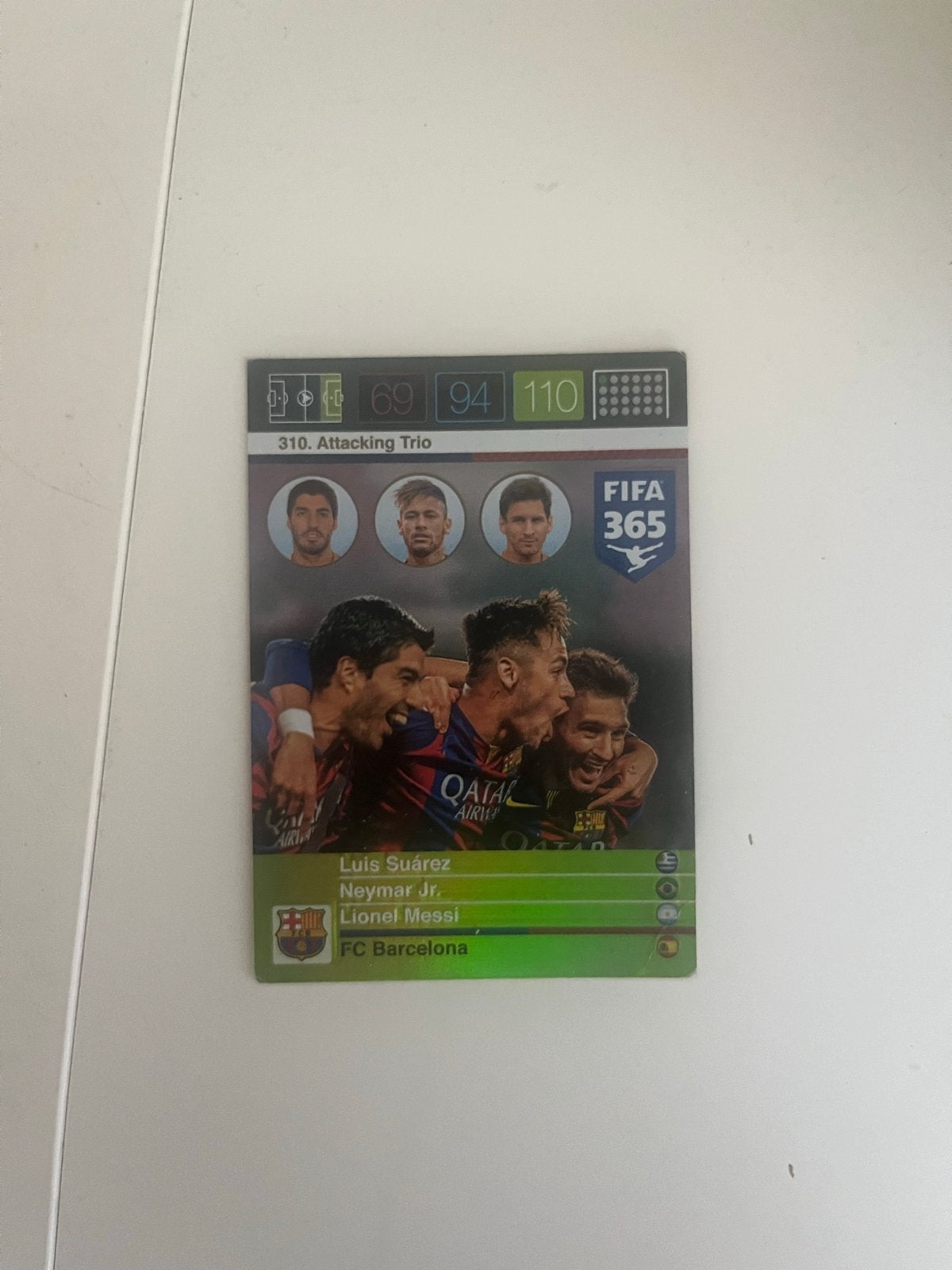FIFA 365 Attacking Trio Messi Suarez Neymar Jr. kaart, Ophalen of Verzenden, Zo goed als nieuw, Buitenlandse clubs, Poster, Plaatje of Sticker