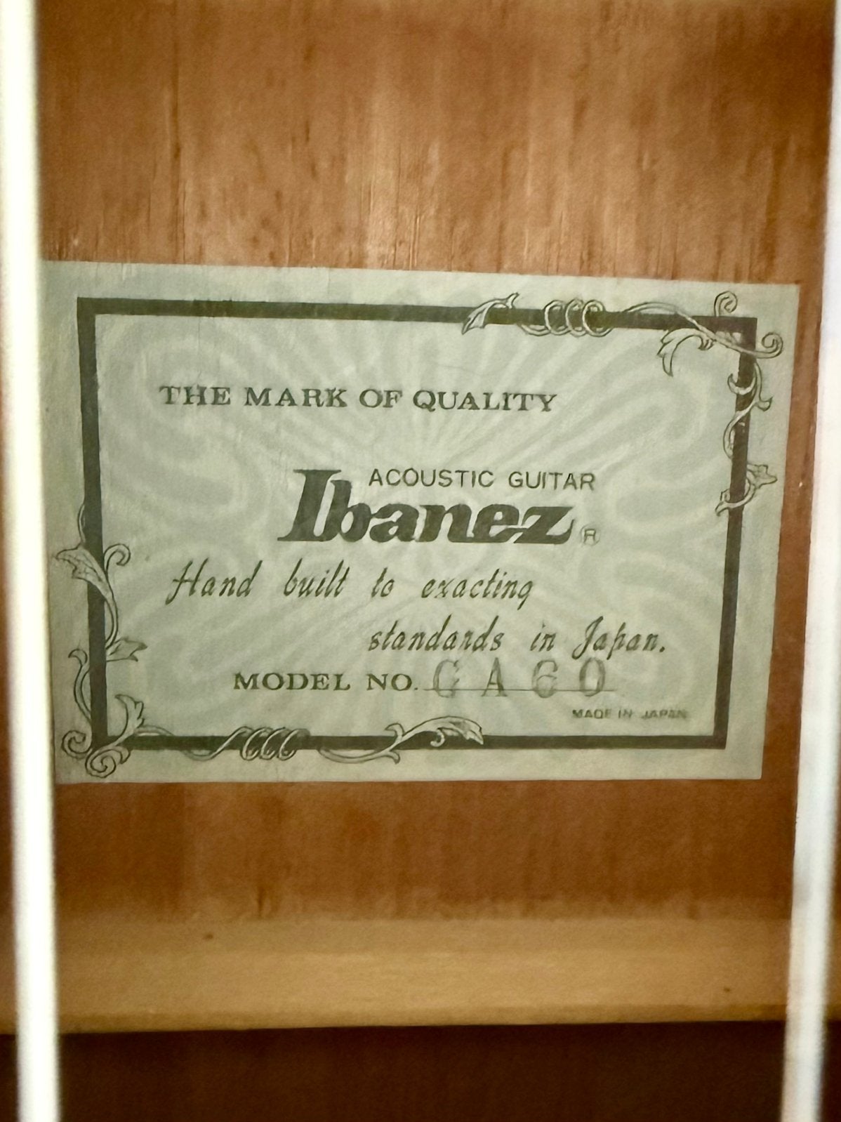 Ibanez GA60 Klassieke Gitaar - Handgebouwd Japan, Muziek en Instrumenten, Ophalen of Verzenden, Gebruikt, Klassieke of Spaanse gitaar