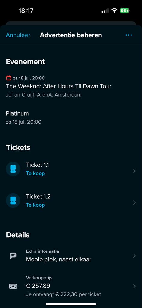 The Weeknd 2 tickets 18-7, Twee personen