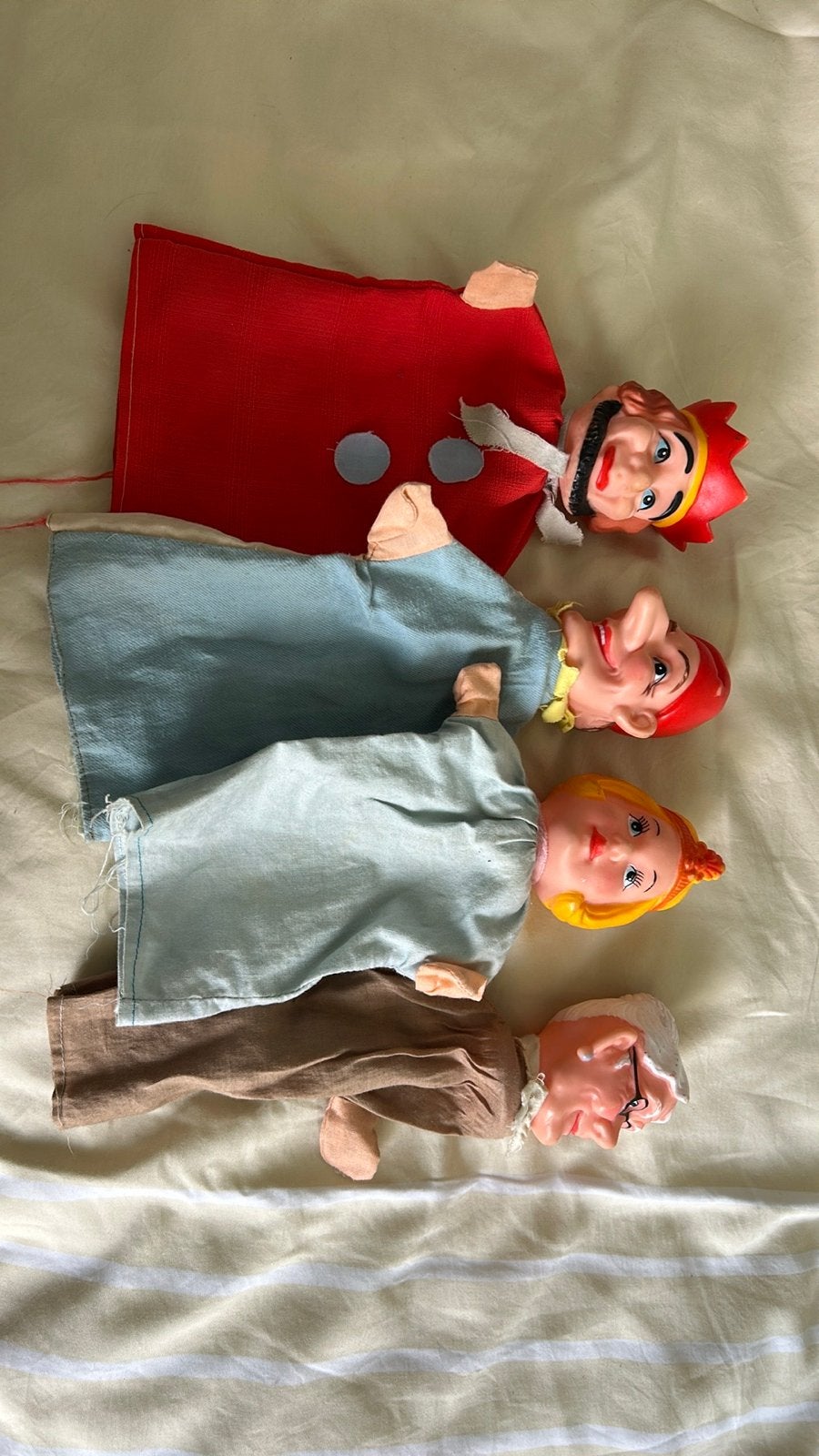 Set van 4 vintage handpoppen voor poppenkast, Ophalen of Verzenden, Gebruikt, Overige typen