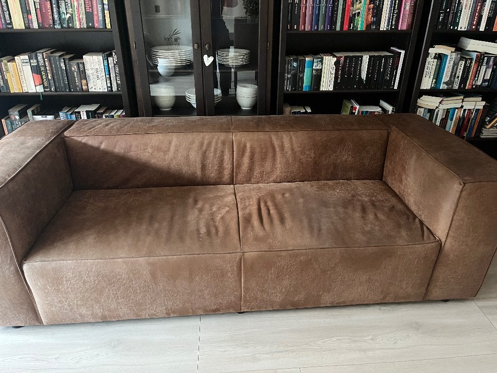 3-zits bank cognackleur, Ophalen, Overige materialen, Gebruikt, Minder dan 75 cm