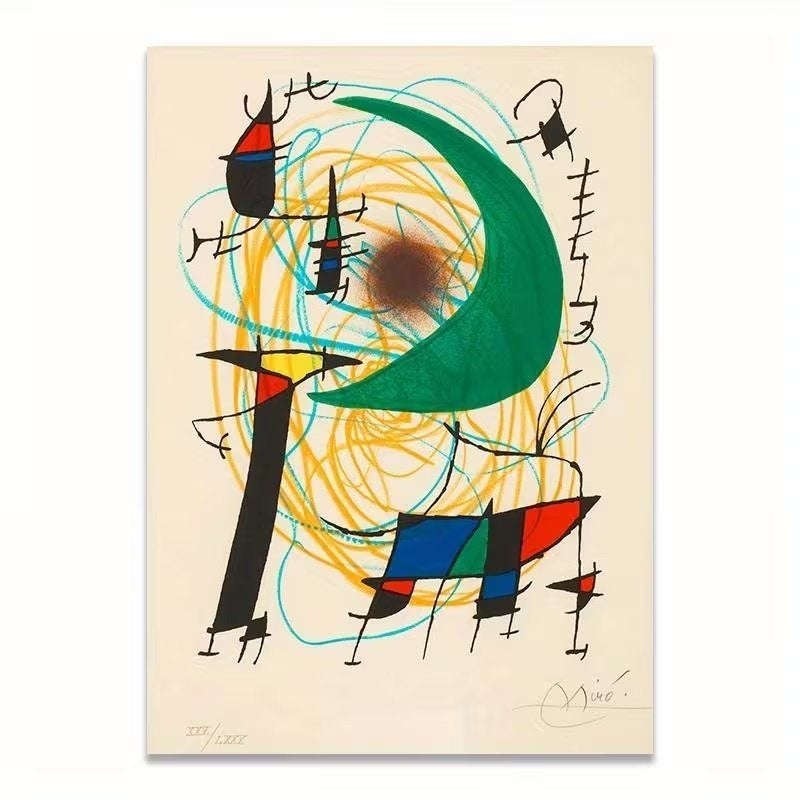 Joan Miró - La Lune Verte - ArtPrint op Canvasdoek, Verzenden
