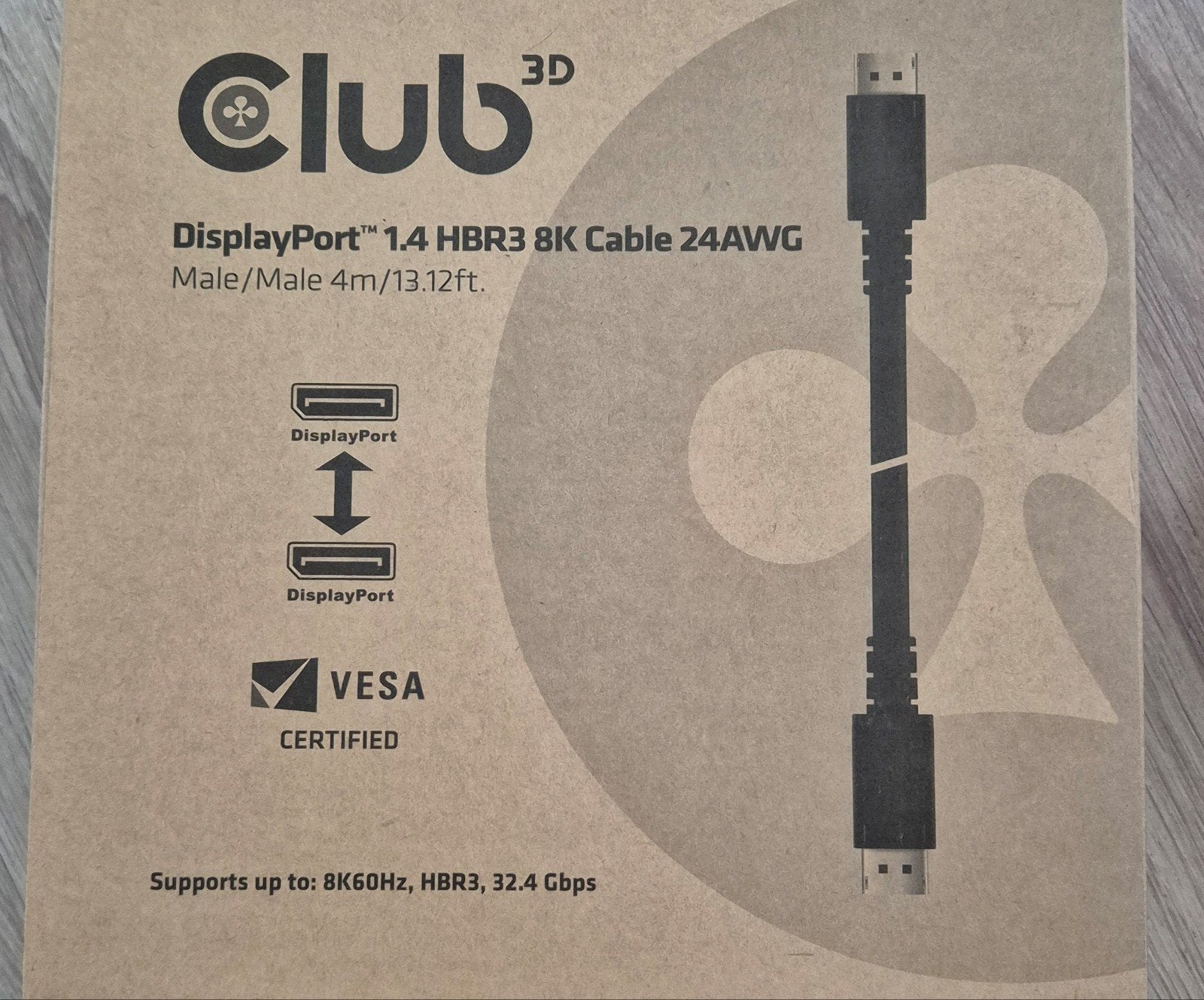 Club 3D DisplayPort 1.4 HBR3 8K Kabel 4m, Ophalen of Verzenden, Nieuw, 2 tot 5 meter, Overige kabels
