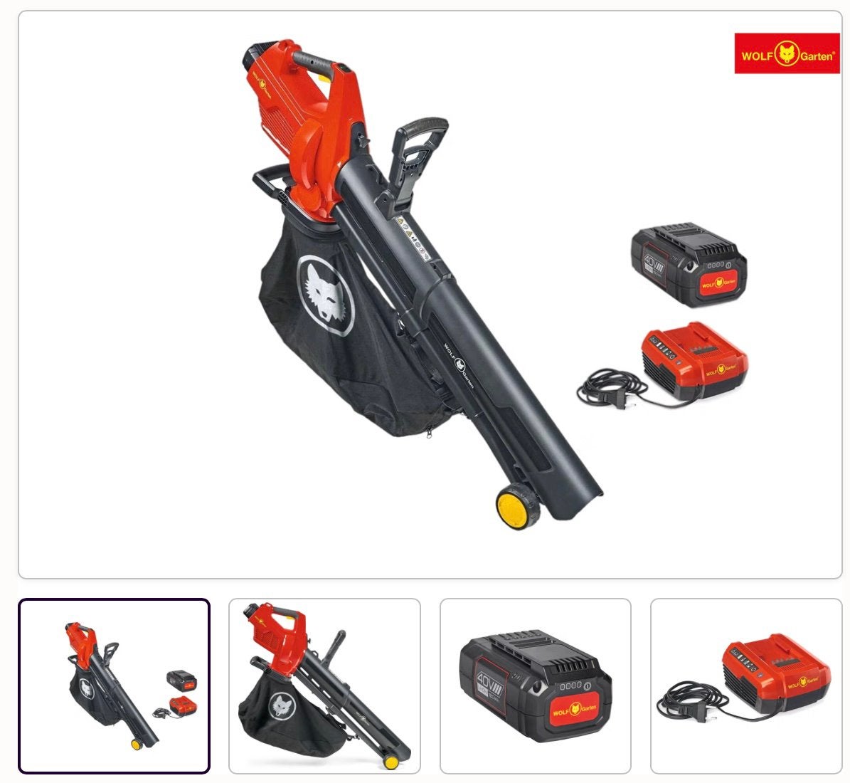 Nieuwe Wolf Garten Lycos 40/480 V set + accu en snellader., Accu, Ophalen of Verzenden, Met opvangzak, Ruggedragen