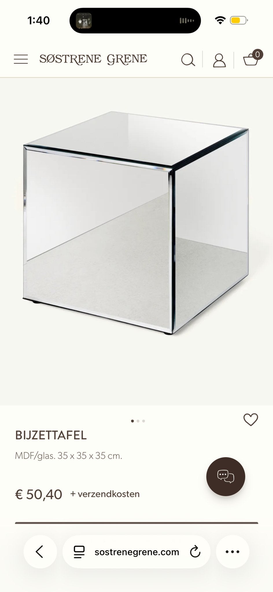 Sostrene Grene Bijzettafel MDF/Glas 35x35x35 cm, Ophalen, Minder dan 45 cm, Minder dan 55 cm, Gebruikt