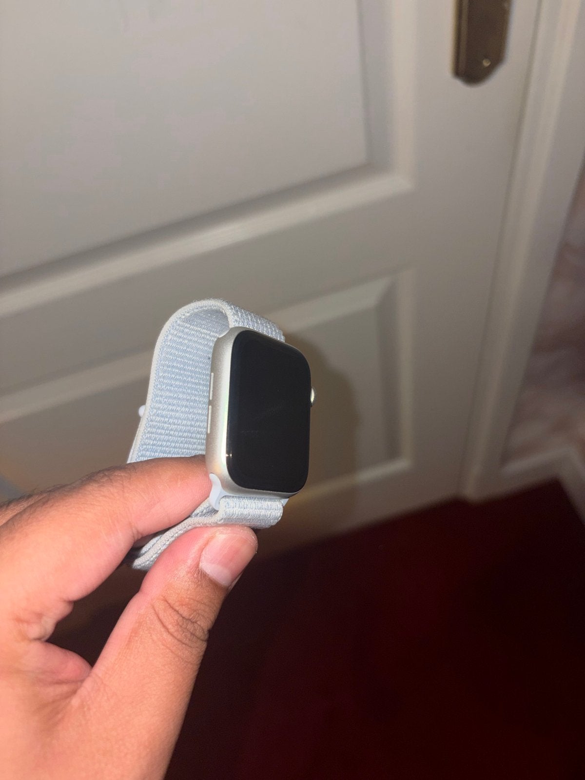 Apple Watch SE (2022) - Zilver met lichtblauw bandje, Ophalen, Hartslag, IOS, Zo goed als nieuw