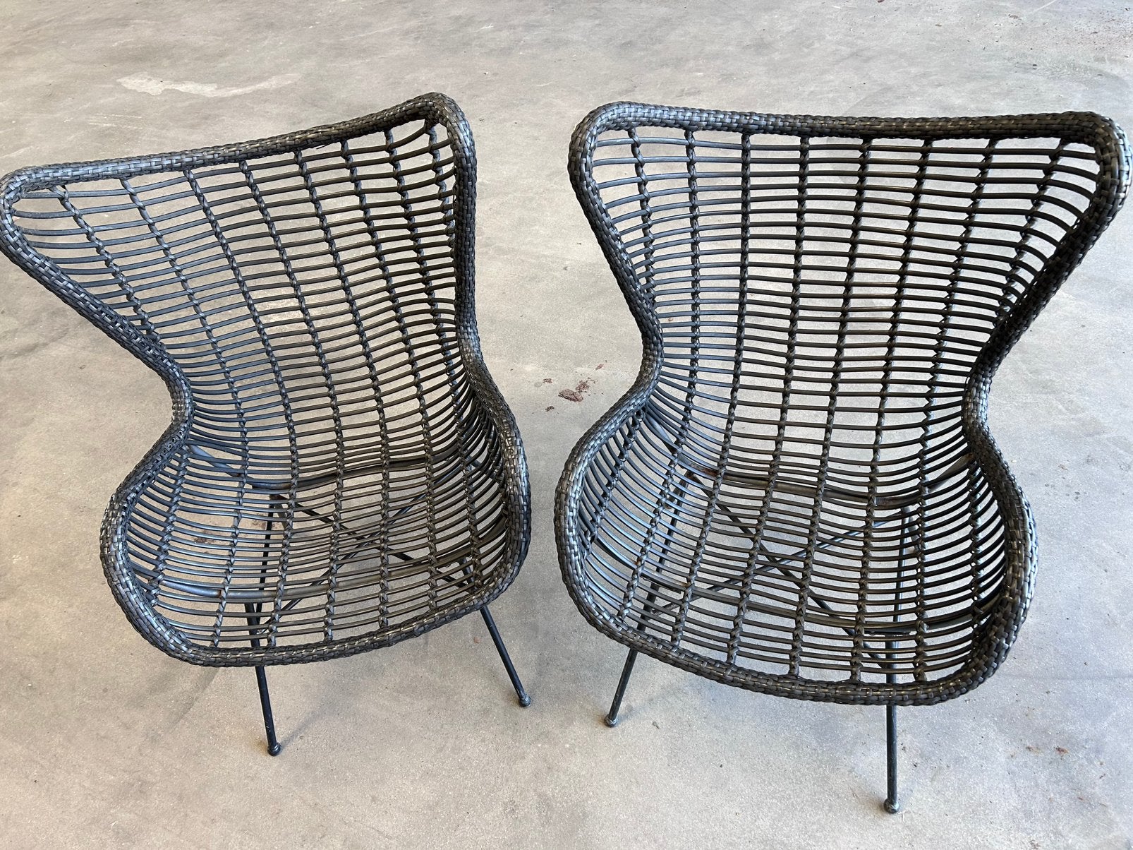 2 x MCW Ratan lounge stoel fauteuil zwart tuinset rotan, Ophalen, Zo goed als nieuw, Rotan