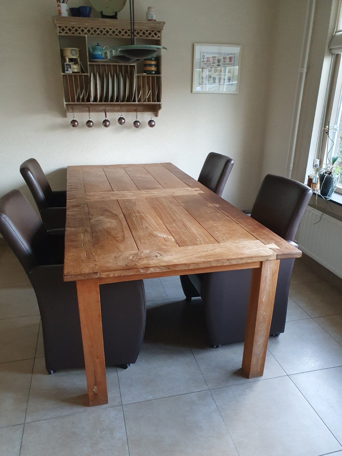 Rustieke eiken eettafel 227x100 cm, Huis en Inrichting, Ophalen, Gebruikt, 100 tot 150 cm, Eikenhout