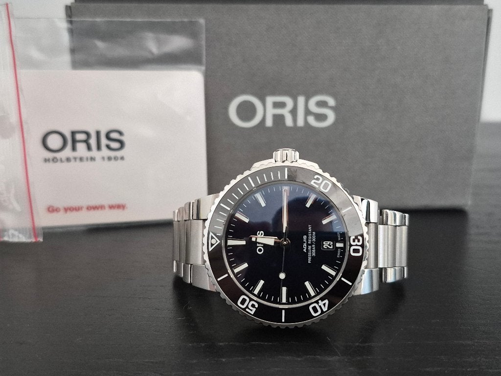 Oris Aquis 39,5mm blauw - in zeer goede staat, Overige merken, Staal, Staal, Polshorloge