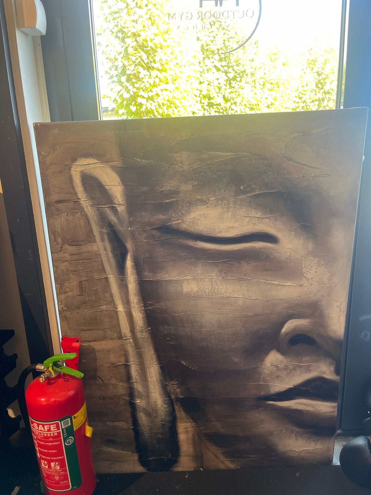 Boeddha kunstwerk - Modern schilderij, Handgemaakt, Wanddecoratie, Overige materialen, Grijs