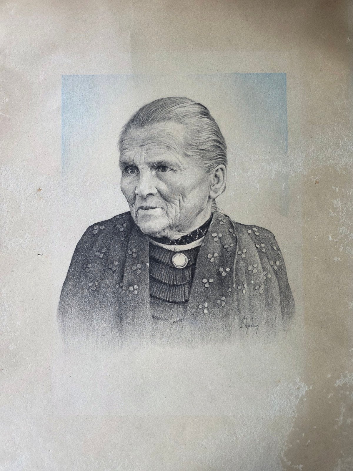 Potlood portrettekening van Arie Nijenhuis, Zutphen, Ophalen of Verzenden, Schilderij, Handgemaakt