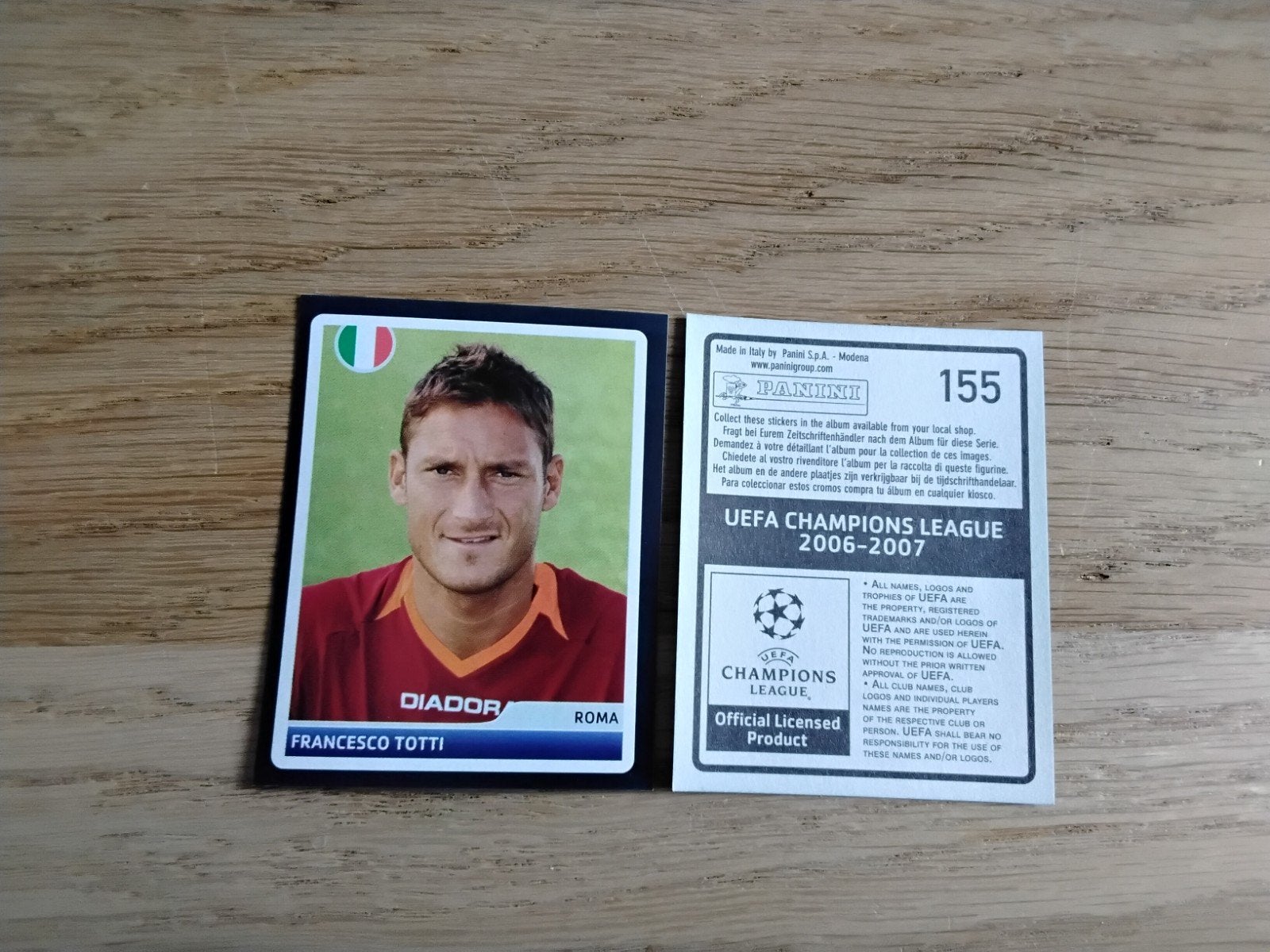 Francesco Totti Panini sticker Champions League 2006-2007, Ophalen of Verzenden, Zo goed als nieuw, Buitenlandse clubs, Poster, Plaatje of Sticker
