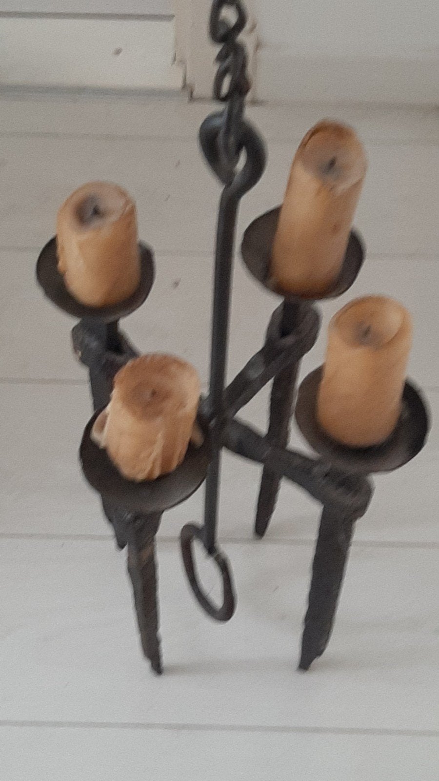 Antiek smeedijzeren kandelaar, Ophalen, Kandelaar, 66 cm
