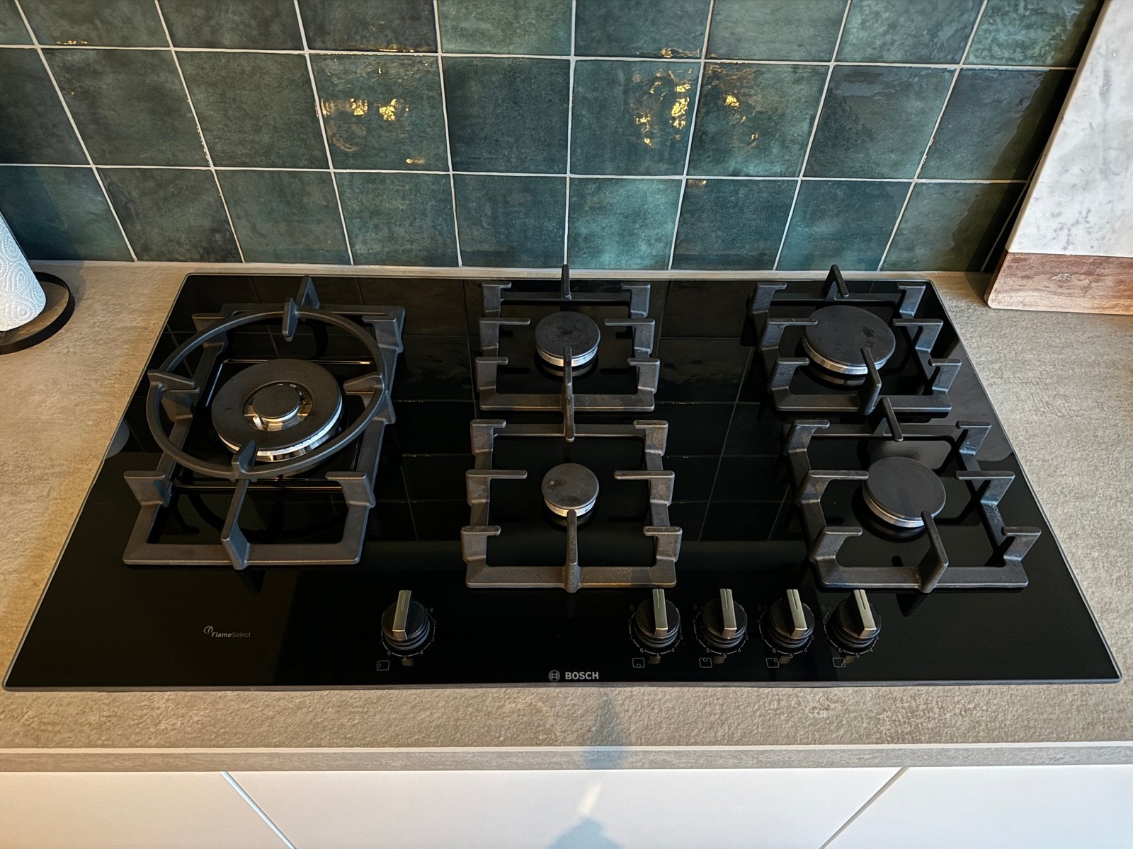 Bosch Inbouw Gas Kookplaat 90cm - 5 Kookzones, Ophalen, Gebruikt, Inbouw, Gas