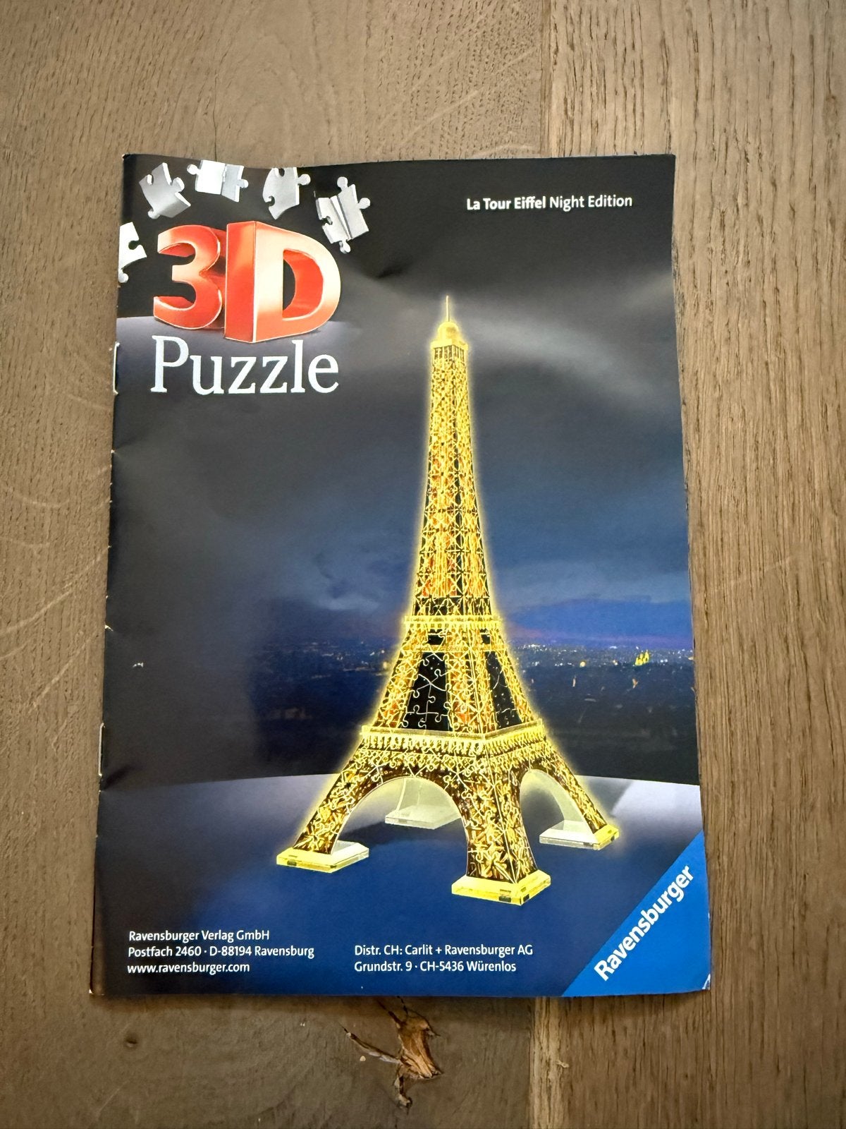 Ravensburger 3D Puzzel Eiffeltoren - Night Edition, Ophalen of Verzenden, Zo goed als nieuw, Rubik's of 3D-puzzel