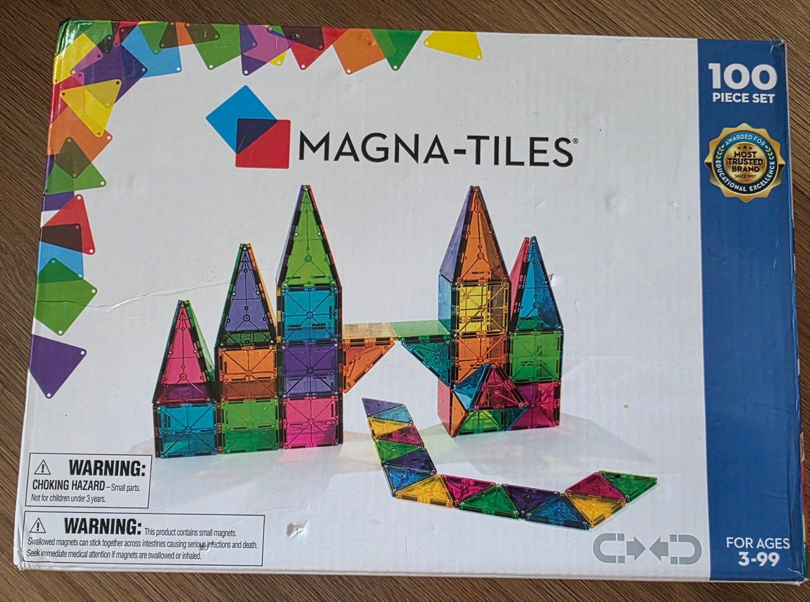 Magna-Tiles 100-delige set - Magnetisch bouwspeelgoed, Ophalen of Verzenden, Zo goed als nieuw, Overige merken