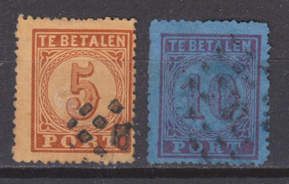 Port 1 - 2 geb 1870 OOK ROLTANDING TELEGRAM BRANDKAST zegels, Postzegels en Munten, Ophalen of Verzenden, T/m 1940, Gestempeld