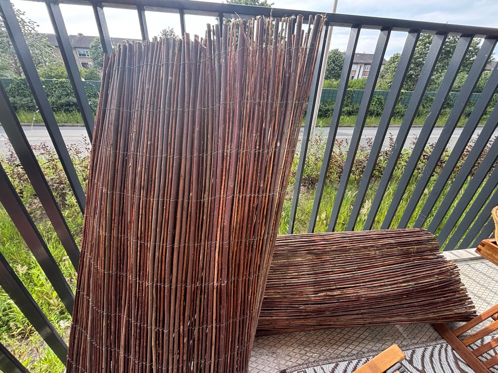 2 houten balkonschermen/privacyscherm, 100x200 cm, Tuin en Terras, Schuttingen, Ophalen, 1 tot 2 meter, Minder dan 3 meter, Zo goed als nieuw