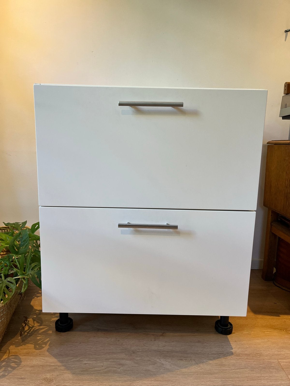 Witte ladekast met 2 laden, 71x65x89 cm, Huis en Inrichting, Kasten | Ladekasten, Gebruikt, 1 of 2 laden, Minder dan 100 cm, 50 tot 75 cm