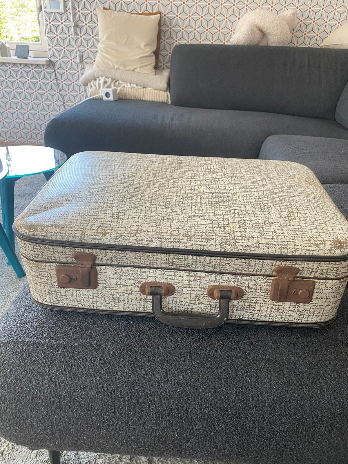 Vintage Lejan Amsterdam Koffer - jaren 50 € 16, Gebruikt, 50 tot 60 cm, Hard kunststof, Ophalen of Verzenden