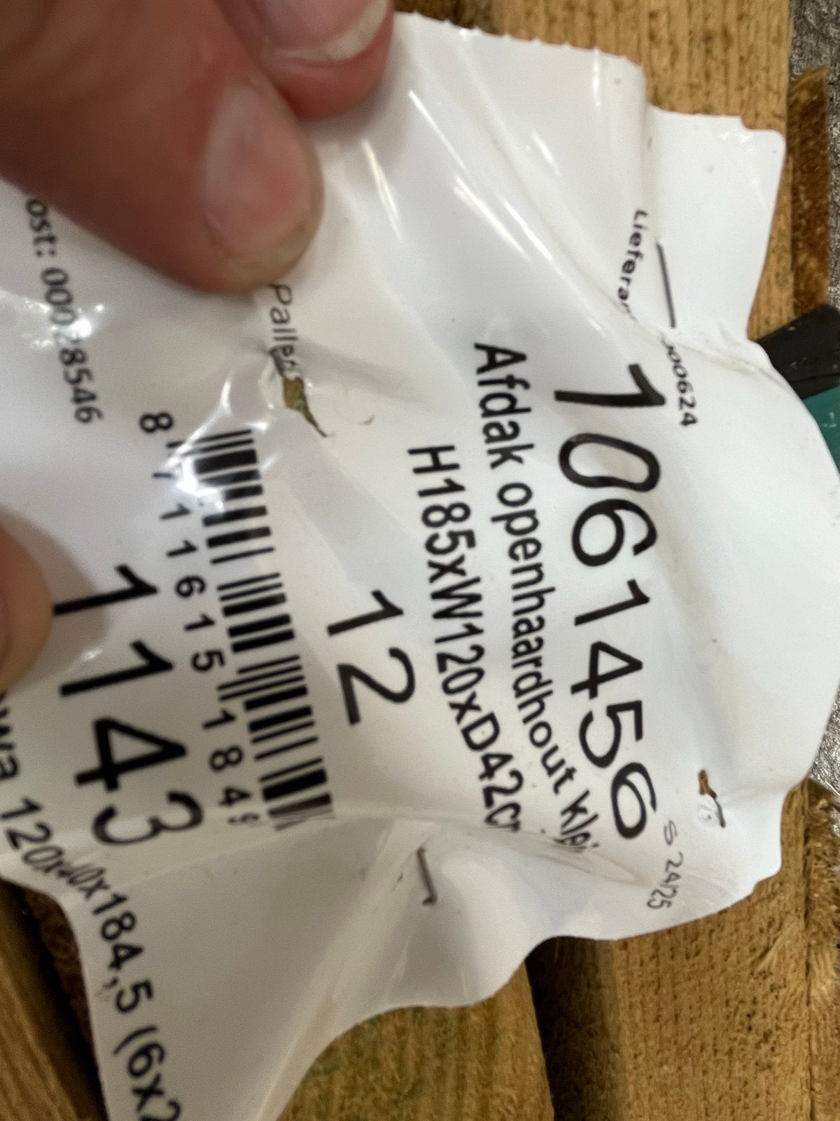 Houten Afdak Openhaardhout H185xW120xD42, Ophalen, Nieuw, Hout, Overige typen