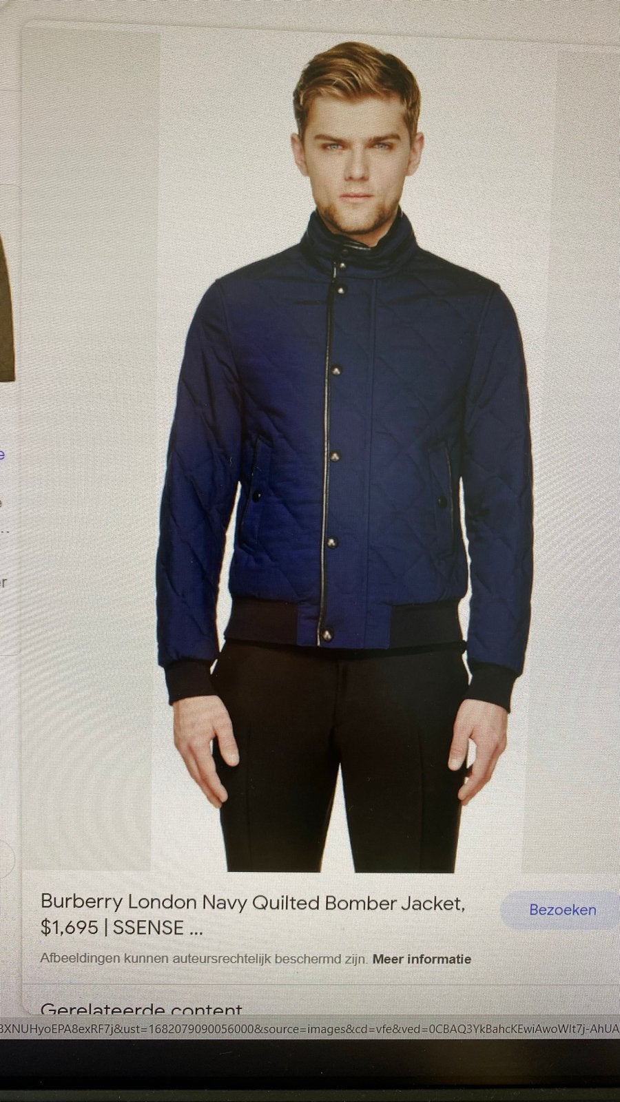 Burberry London Navy Gewatteerde Bomberjack, Ophalen of Verzenden, Zo goed als nieuw, Maat 46 (S) of kleiner, Blauw