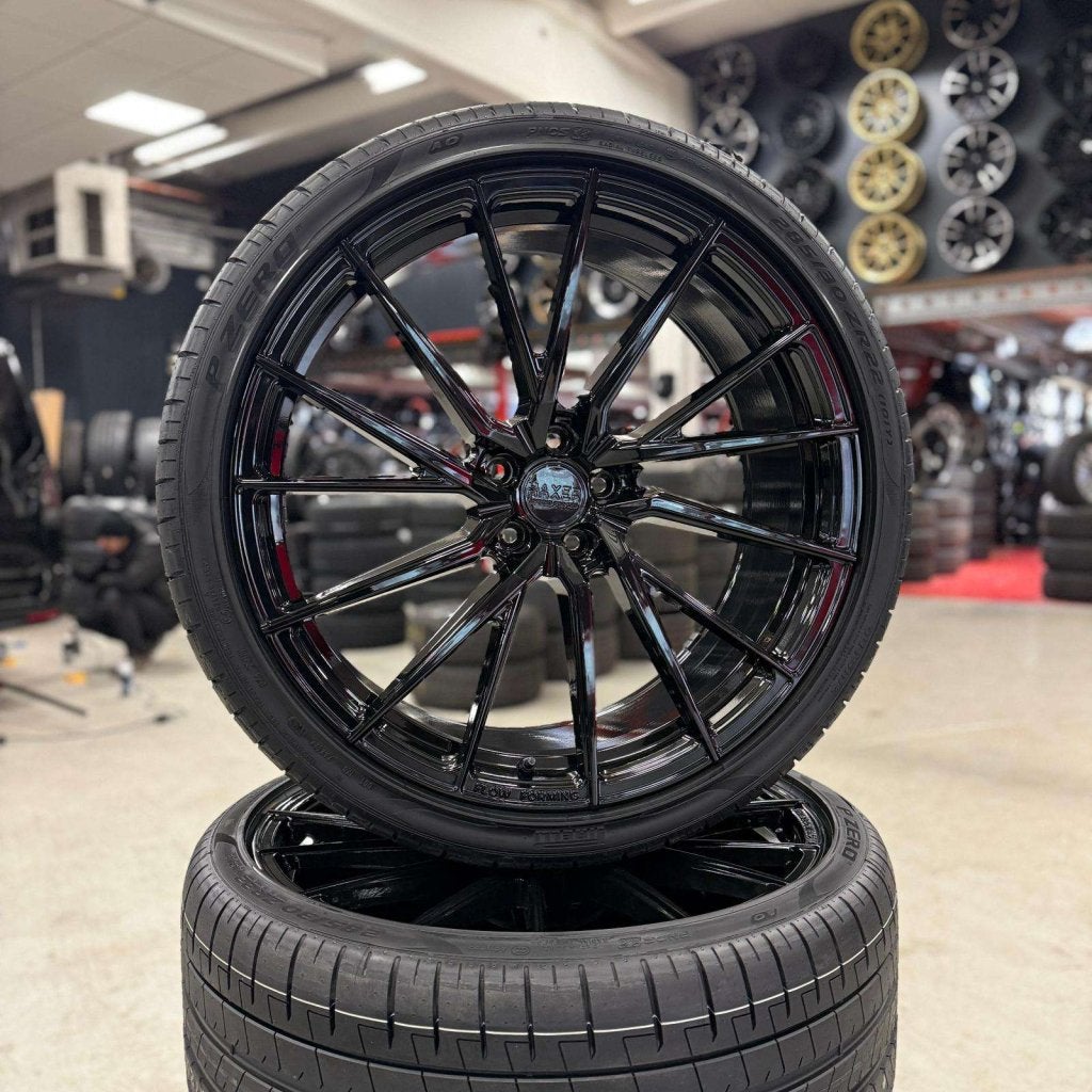 22" Velgen Audi A8 /S8 HAXER HX06F GlansZwart + Pirelli, Auto-onderdelen, Niet ingevuld, 285 mm, Banden en Velgen, Niet ingevuld