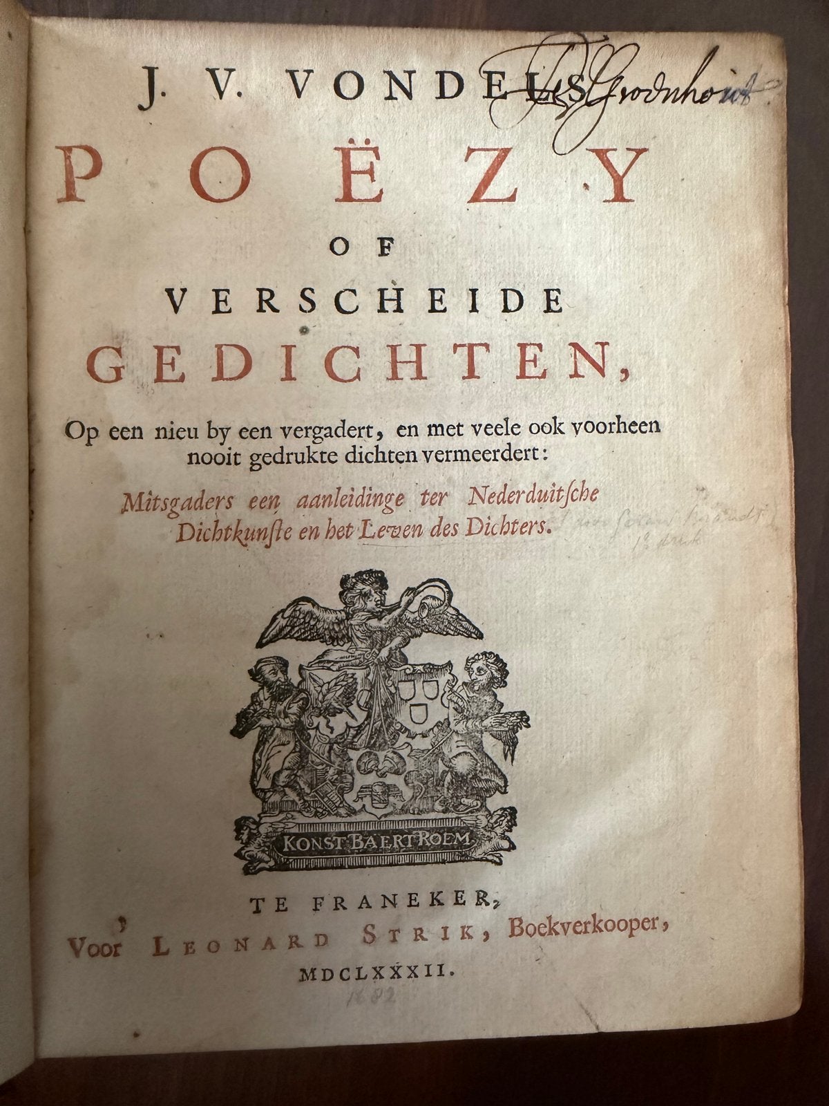 Poëzy of verscheide Gedichten - Joost van den Vondel (1682), Antiek en Kunst, Ophalen of Verzenden