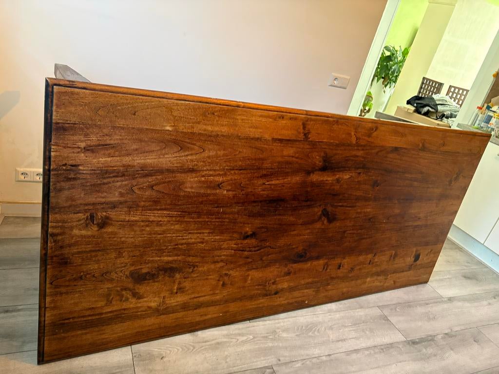 Massief houten eettafel + 6 stoelen – 230 cm, Ophalen, 100 tot 150 cm, 200 cm of meer, Zo goed als nieuw