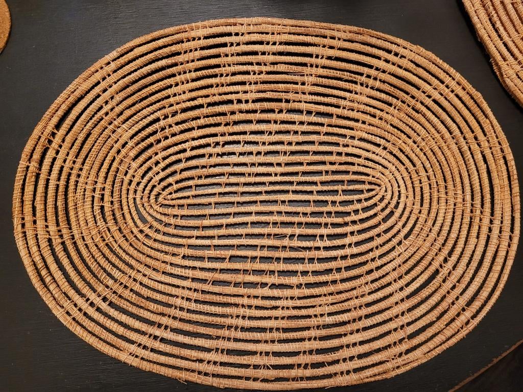 Rieten placemats, 4 stuks, nieuwstaat, Overige materialen, Minder dan 50 cm, Ophalen of Verzenden, Zo goed als nieuw