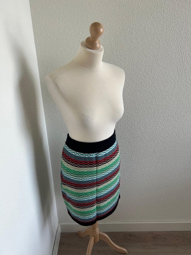 King Louie maat M gestreept winter rok 326, Kleding | Dames, Maat 38/40 (M), Ophalen of Verzenden, Zo goed als nieuw, Knielengte