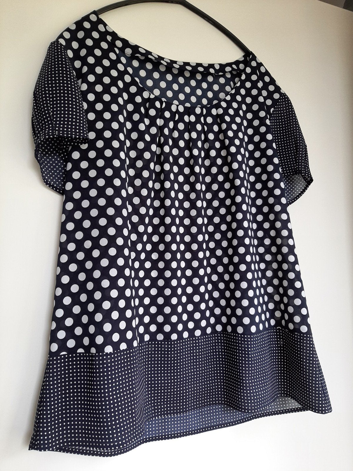 Leuke blouse met leuk klein mouwtje. 46., Ophalen of Verzenden, Zo goed als nieuw, Maat 46/48 (XL) of groter, Blauw
