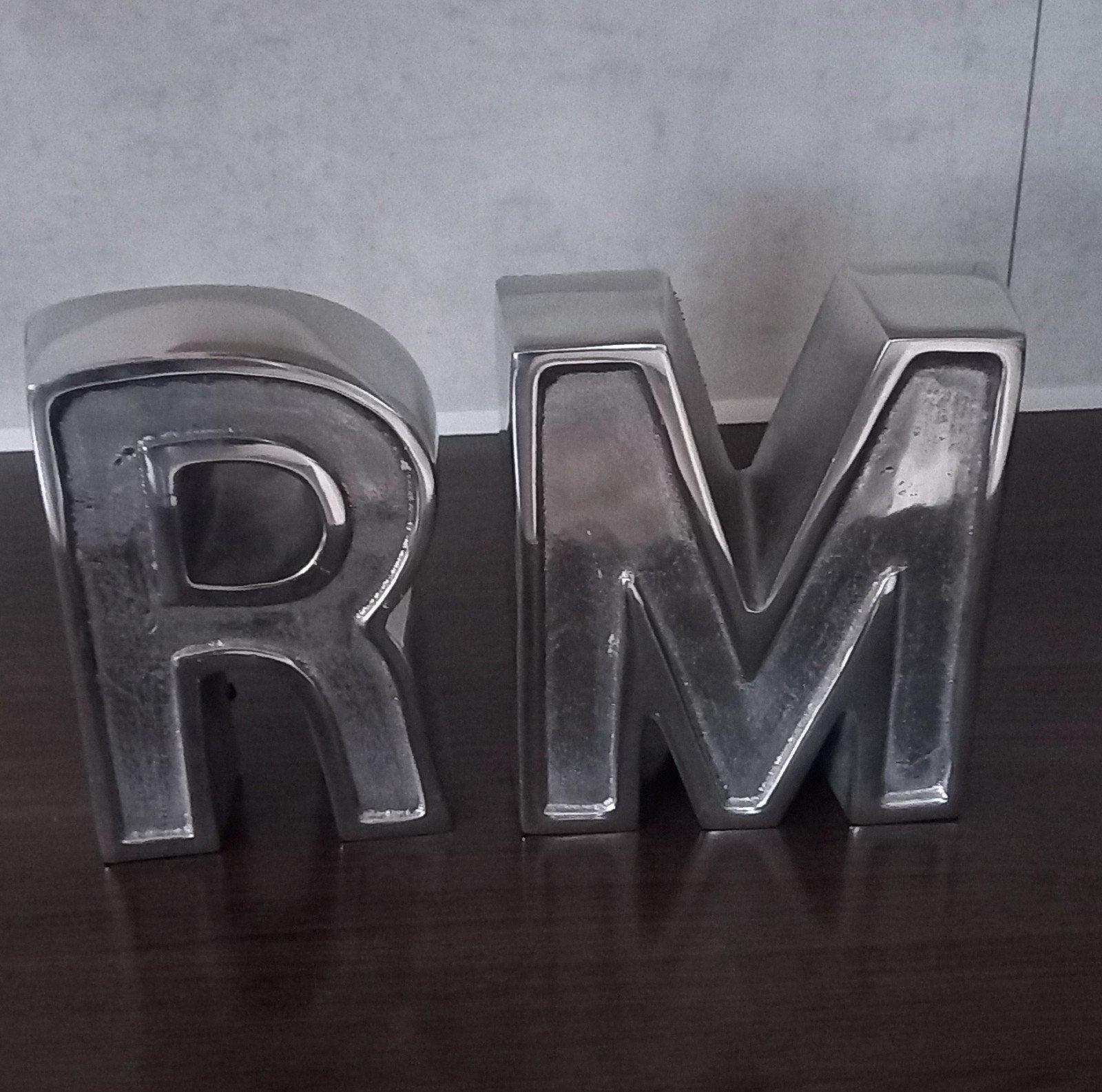 RM Boekensteunen - Letters R en M, Ophalen of Verzenden, Zo goed als nieuw, Zilver, Metaal