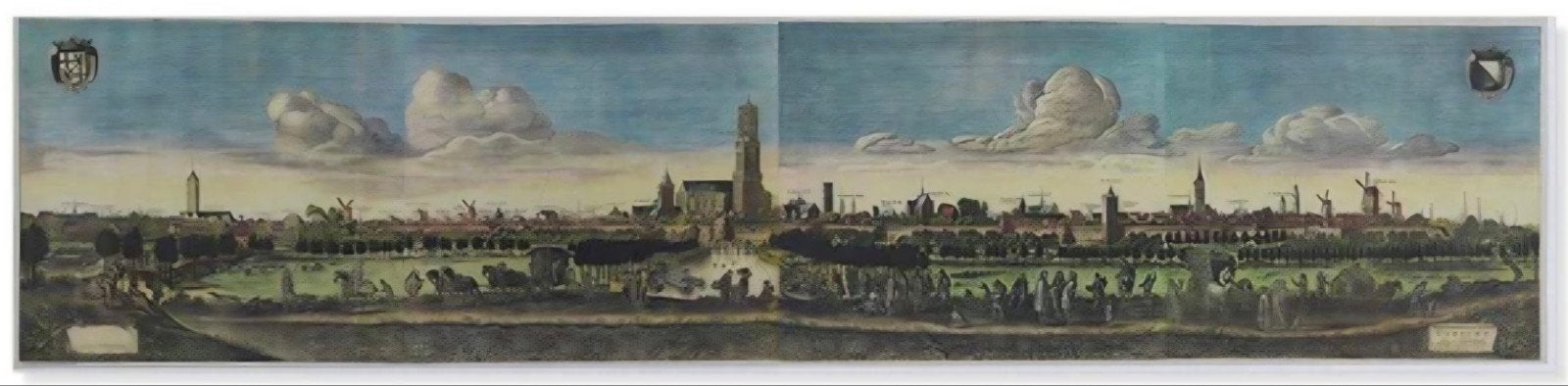 Stadsgezicht Utrecht, prent herdruk 1967, Antiek en Kunst, Kunst | Tekeningen en Foto's, Ophalen of Verzenden, Prent