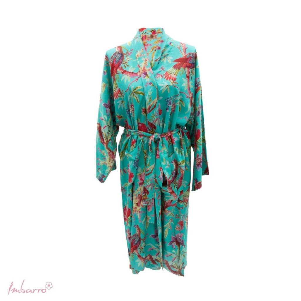 azuur blauwe kimono paradise azure 113 cm lang div. kleuren, Maat 38/40 (M), -, Blauw, -