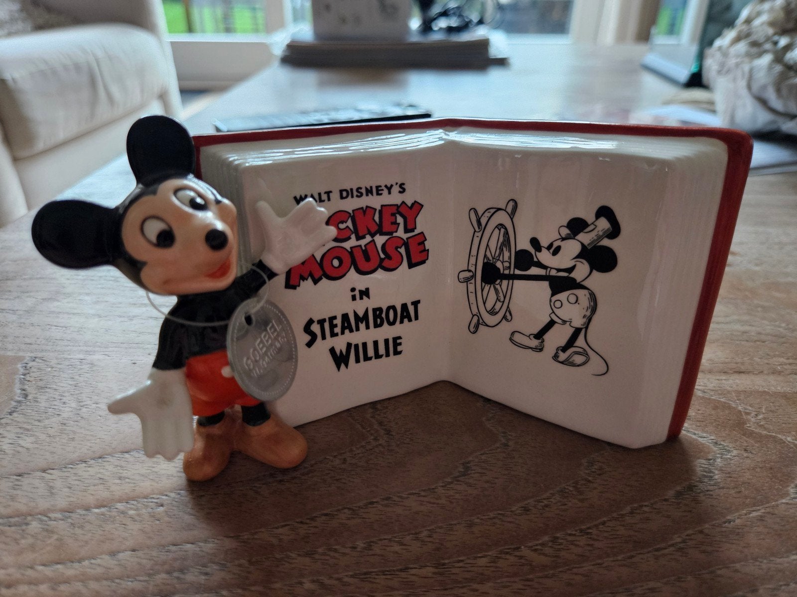 Vintage Goebel Disney Mickey Mouse Steamboat Willie beeldje, Ophalen of Verzenden, Mickey Mouse, Zo goed als nieuw, Beeldje of Figuurtje