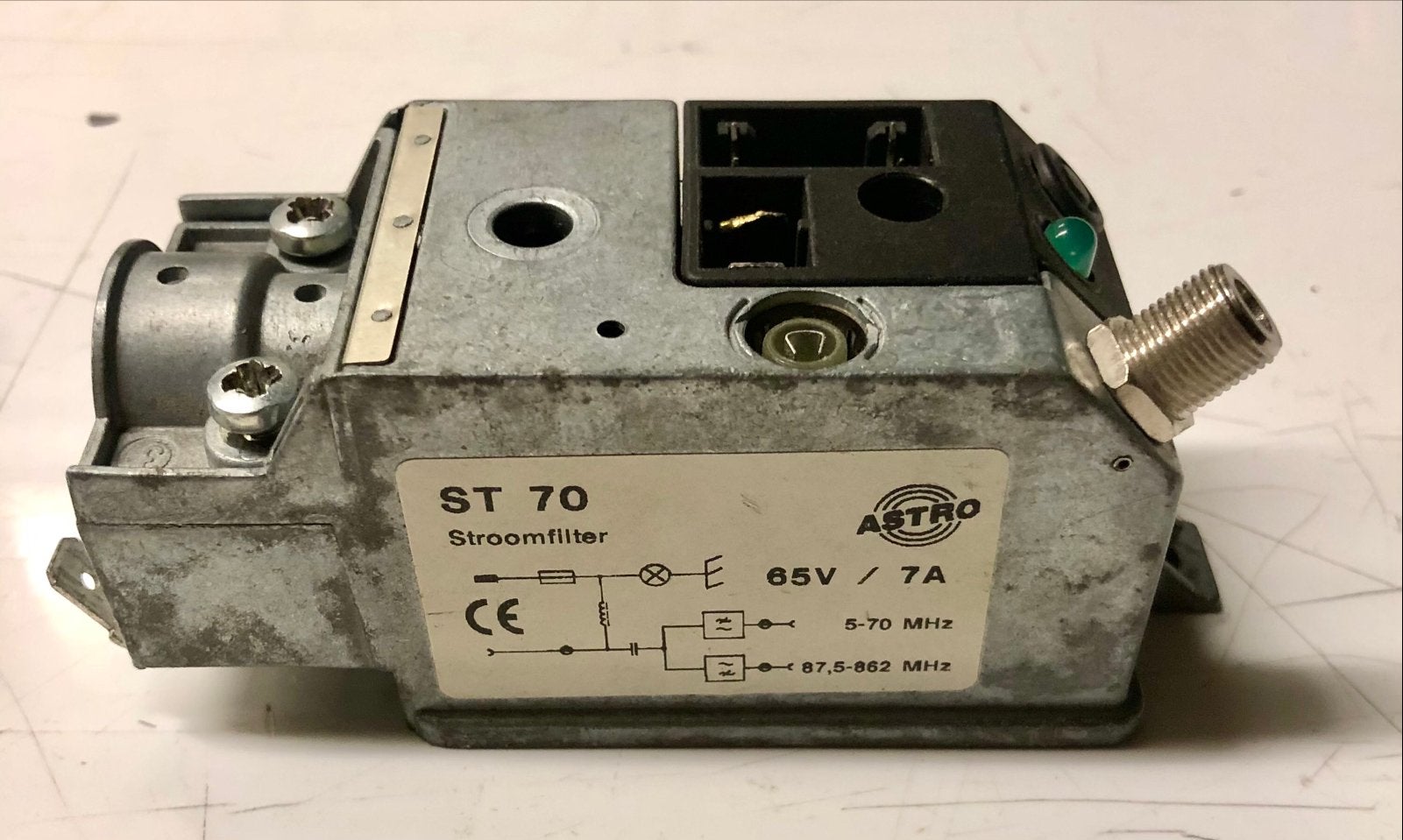 Astro ST 70 Stroomfilter F-connector voor CAI systemen, Ophalen of Verzenden, Gebruikt, Antenne