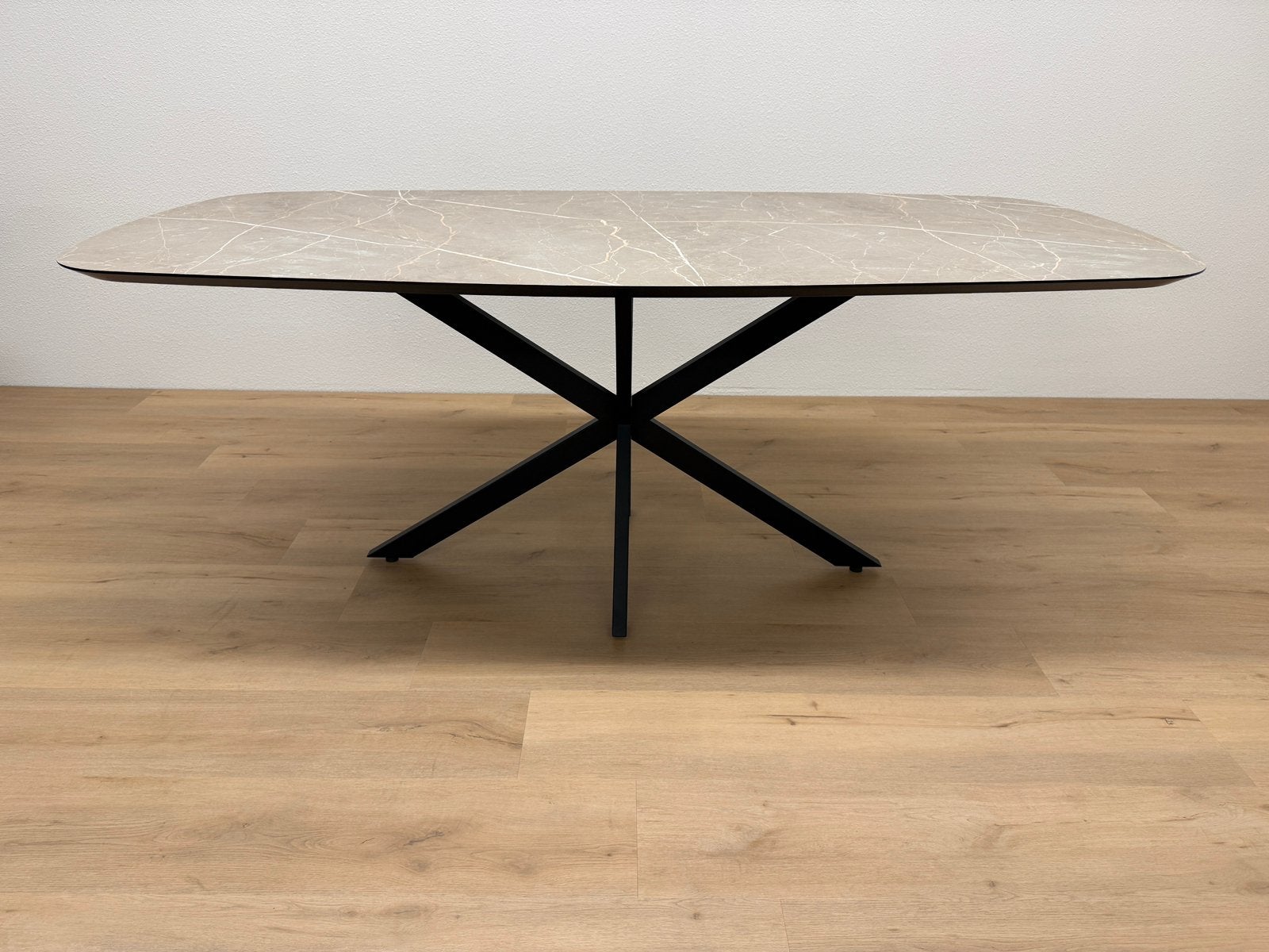 Deens ovale eettafel 200x100 - Marmer HPL - Direct Leverbaar, Huis en Inrichting, 100 tot 150 cm, 200 cm of meer, Ophalen of Verzenden