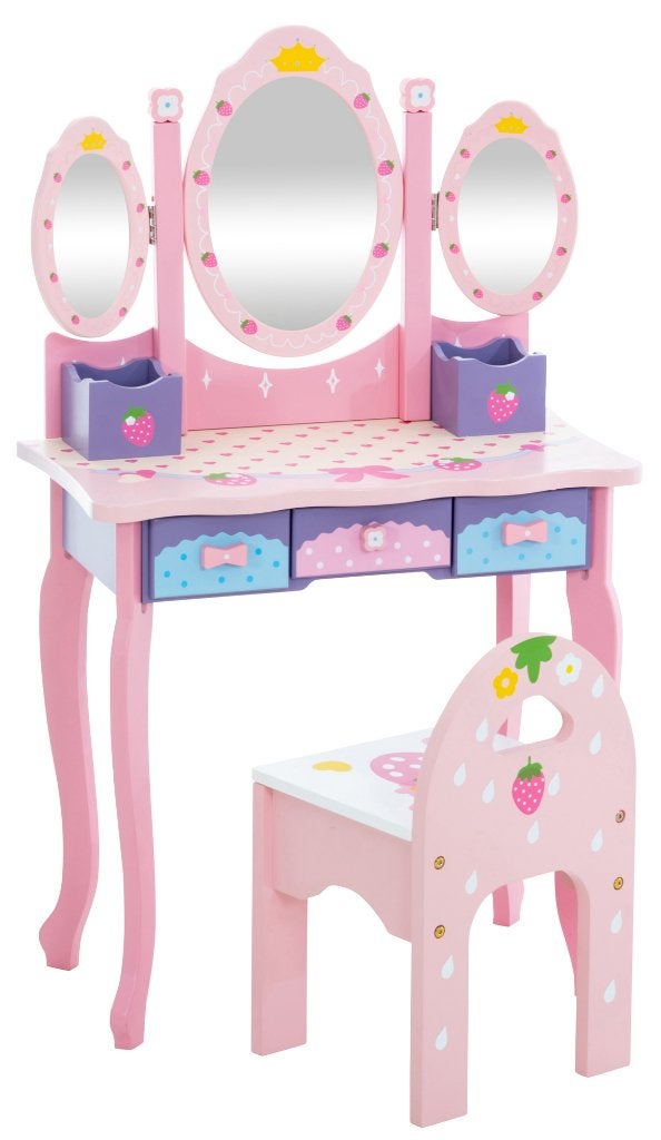 Houten Kinder Make-Up-Tafel Met Spiegels Roze Kinderkaptafel, Ophalen of Verzenden, Nieuw, Tafel(s) en Stoel(en)