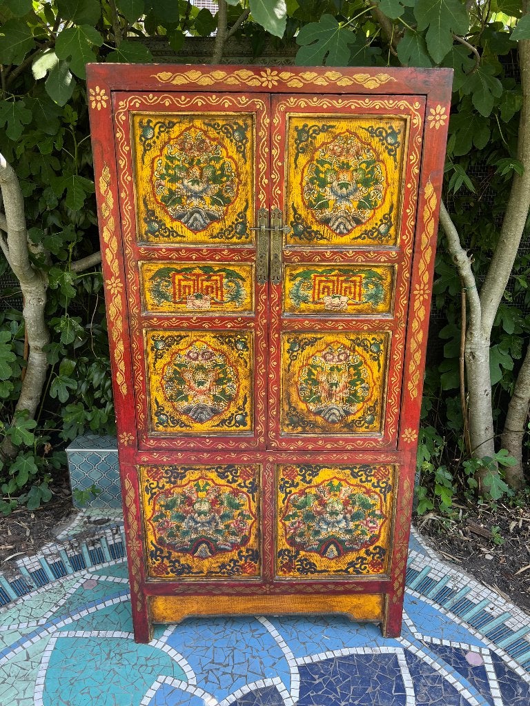 Tibet kast handbeschilderd Tibetaanse kast asian beschilderd, Ophalen of Verzenden