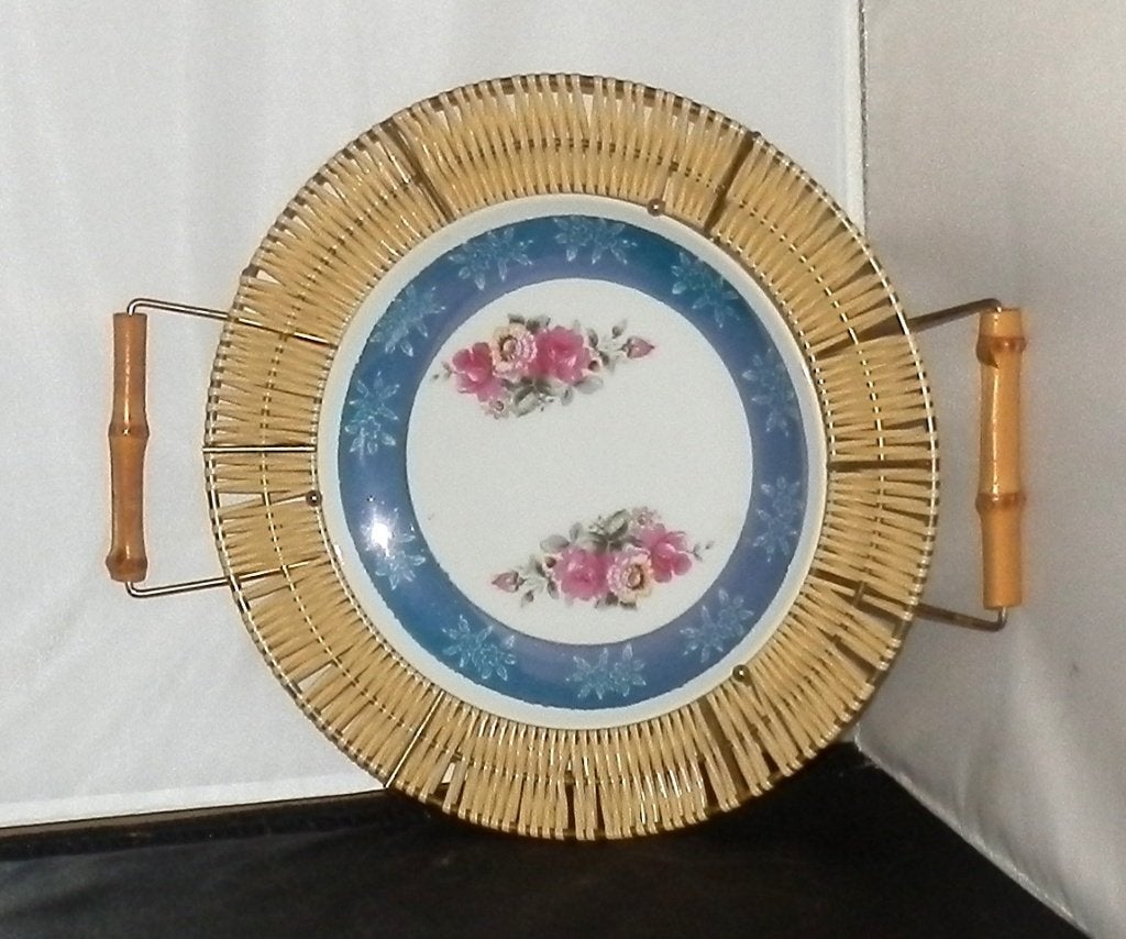 Retro wandbord met rieten rand ø 28 cm, Huis en Inrichting, Woonaccessoires | Wanddecoraties, Ophalen of Verzenden, Zo goed als nieuw
