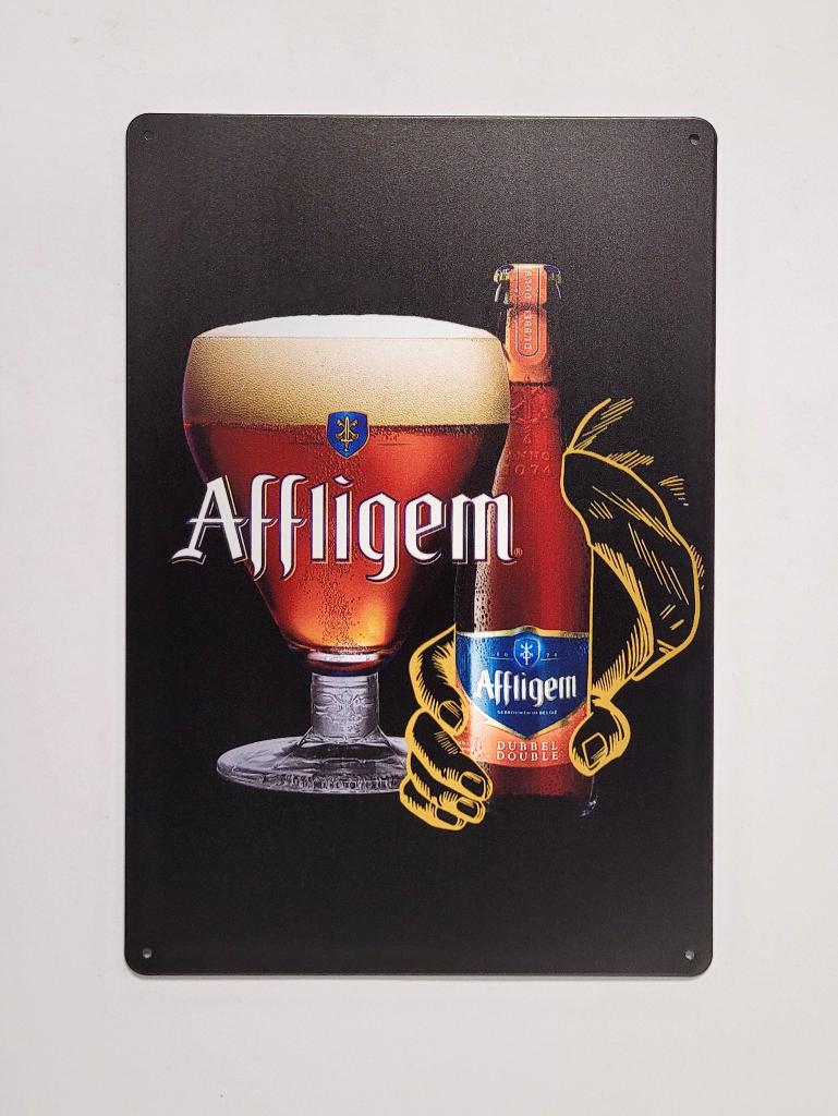 Affligem bier fles glas reclamebord van metaal wandbord deco, Ophalen of Verzenden, Nieuw, Reclamebord, Plaat of Schild, Overige merken