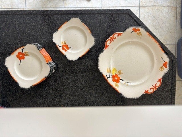 Gebaksschaal en bordjes Retro Solian Ware, Ophalen of Verzenden
